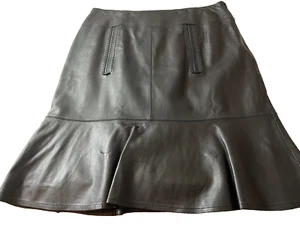 Anne Klein New York Rock Damen Gr. 6 schwarz Leder gefüttert Schößchen unten - Bild 1 von 14