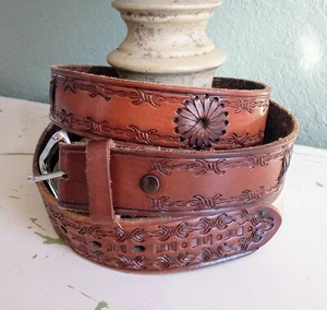 Vintage Herren Western Leder Gürtel verziert geflochten Gr. 42 Mexico Klassiker - Bild 1 von 9