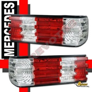 1981-1991 Mercedes Benz W126 S Class Red Clear Tail Lights 1 Pair 