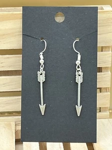 Arrow Silver Tone Dangle Earrings - Picture 1 of 2