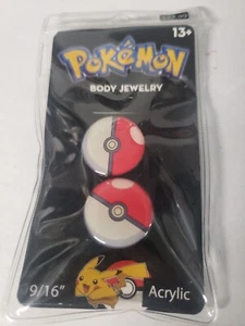 OFFICIALLY LICENSED Pokemon Jewelry Pokeball gauges 9/16" NEW RARE - Picture 1 of 5