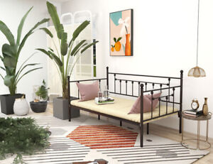 Metal Daybed Frame Twin Size with Headboard Sofa Bed Black/Brown/White/Gold