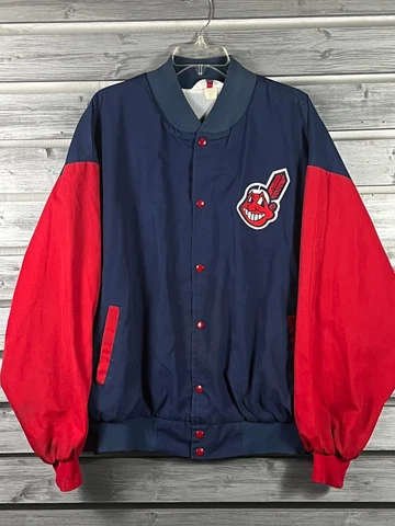 Vtg 80s WestArk Cleveland Indians Chief Wahoo Embroidered Dugout Jacket MenS 3XL Cover