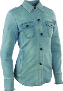 Speed and Strength Speed Society Armored Moto Shirt Denim Blue Womens - Medium - Picture 1 of 3