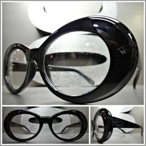 Men or Women VINTAGE RETRO Style Clear Lens Eye Glasses Black Oval Fashion Frame - Picture 1 of 10