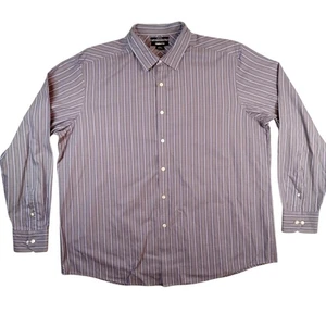 Claiborne Shirt Mens 2XL Purple Gray Striped Button Down Long Sleeve Cotton - Picture 1 of 9
