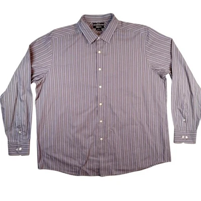 Camisa Claiborne Para Hombres 2XL Púrpura Gris Rayas Abotonadas Manga Larga Algodón Foto 1 de 4