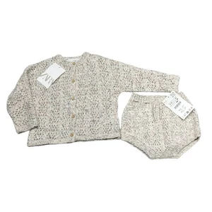 NEW Zara 12-18 mos Knit Boho Matching Cardigan + Bloomers Set Multi Cotton Blend - Picture 1 of 7