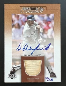 DAVE WINFIELD 2001 UD HEROES OF BASEBALL GAME BAT AUTOGRAPH AUTO #12/25 YANKEES - Picture 1 of 2