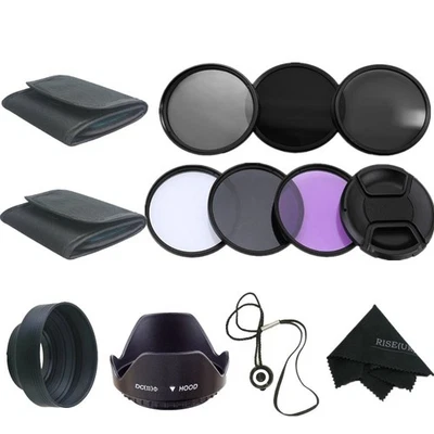 58mm Lens Filter Kit UV+CPL+FLD+ND( ND2 ND4 ND8 ) Carry Pouch Lens Cap Hood - Image 1 of 4