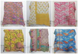 10 Pc Assorted Vintage Kantha Wholesale Quilt Handmade Reversible Cotton Blanket - Picture 1 of 12
