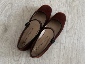Prosperine Red Orange Rust Velvet Mary Jane Flats - 37.5 (Italy), 38 EU, 7.5 US - Picture 1 of 10