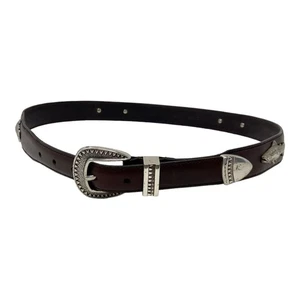 Vintage Woolrich Genuine Leather Silver Salmon Belt Women’s Size 34 - Picture 1 of 8