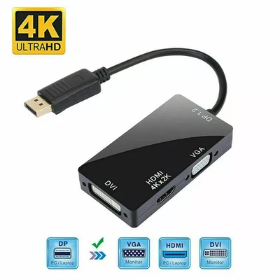 4K Mini DisplayPort to HDMI DVI VGA 4K Adapter 3-in-1 Mini DP to HDMI MacBook - Image 1 of 2
