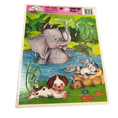 Vtg Little Golden Book Land The Jolly Jungle Cardboard Tray Puzzle 1989 USA - Image 1 of 3