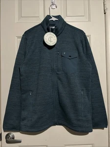 NWT Criquet Jacket Mens Medium Blue Full Zip Fleece Sweater Pockets Outdoor - Picture 1 of 11