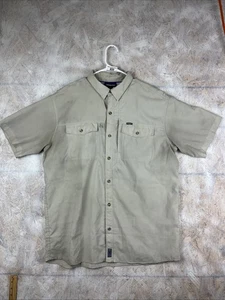 Patagonia Button Up Adult Large Vented Short Sleeve Tan Fishing Shirt Mesh Liner - Picture 1 of 11