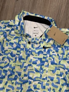 Nike Polo Shirt Mens Small Victory Volt Blue Yellow Dri-FIT Golf Performance - Picture 1 of 8