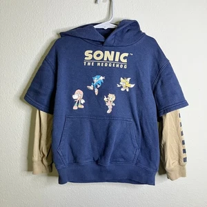 Sonic the Hedgehog Size XS Pullover Hoodie Sweater Faux Layer - Picture 1 of 5