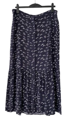 Mint Velvet Maxi Skirt Navy White Floral Button Front Lightweight Prairie UK 16 - Image 1 of 4