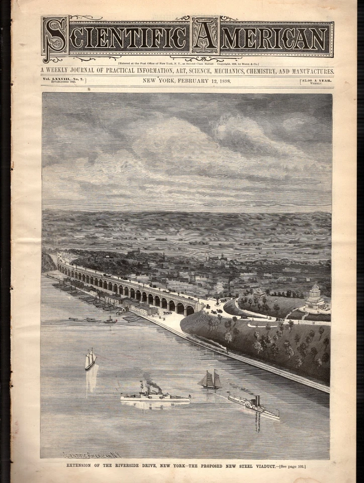 1898 Scientific American February 12 - Plesiosaurus dinosaur; Yuba River gold - Image 1 of 1