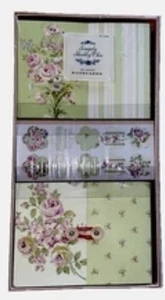 Simply Shabby Chic Notizkarten 10 Stück NEU / Umschläge & Aufkleber rosa grün - Bild 1 von 6