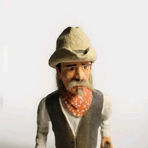 Figura de vaquero tallada a mano de Jack Bryant escultura de madera arte popular occidental estadounidense - Imagen 1 de 10
