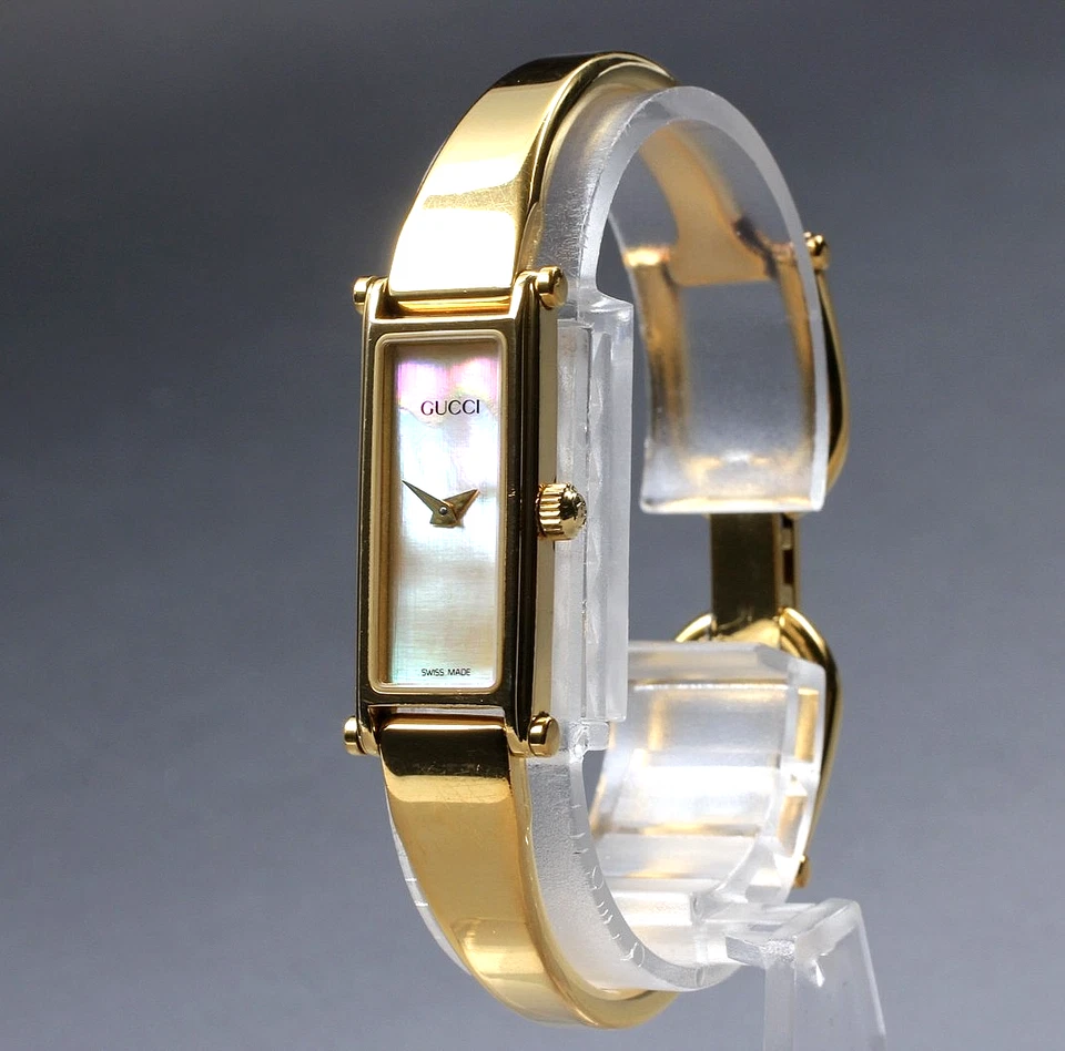 [Casi COMO NUEVO] Reloj para mujer vintage GUCCI 1500 13 mm carcasa blanca oro Qz de Japón Foto 1 de 4