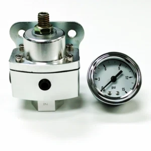 Regulador de combustible ajustable de aluminio de 5-12 PSI con calibre blanco - puertos NPT de 3/8" - Imagen 1 de 1