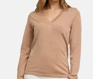 Zalando Essentials Brand New Sweater Blouse Size M Brown /Beige Cashmere Blend - Picture 1 of 2