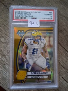 🔥POP 2🔥 DERRICK MOORE 2024 Bowman Chrome U Wolverines Gold Refractor 03/50 - Picture 1 of 3