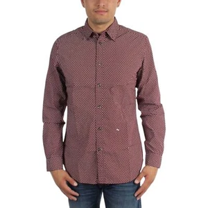 DIESEL S Pink 0NANB Mens Shirt Long Sleeves Casual Outwear Cotton Maroon Shirts - Picture 1 of 3