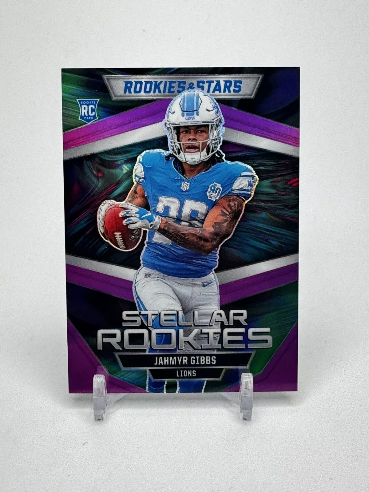 Jahmyr Gibbs 2023 Rookies And Stars Stellar Rookies Purple Prizm /35 RC
