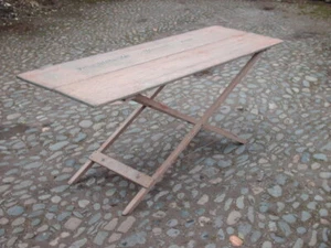 ANTIQUE RUSTIC NEWCASTLE PAINTED PINE TRESTLE TABLE - Picture 1 of 9