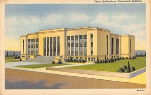 Postkarte IN: Civic Auditorium, Hammond, Indiana, Vintage Leinen unbesendet - Bild 1 von 2