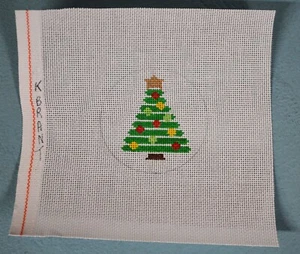 hand painted needlepoint canvas #18 modern Christmas tree 3" - Picture 1 of 1