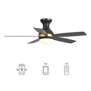 CARRO Smart Ceiling Fan 52"x52"x15.7" Dimmable LED Black w/Light+Remote Durable - Picture 1 of 5