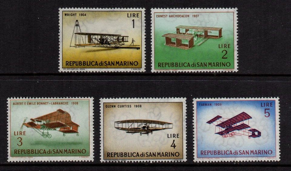 SAN MARINO - Vintage Aircraft - MNH Short Set of 5 - image 1 of 1