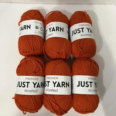 Lot Of 6 Skeins of Premier Just Yarn   Color Orange 1116-05  Medium 4 - Image 1 of 4