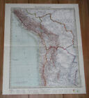 1928 ORIGINAL VINTAGE MAP OF PERU CHILE AND BOLIVIA ANDES SOUTH AMERICA