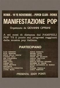 POSTER MANIFESTAZIONE POP PIPER CLUB DI ROMA REALIZZAZIONE DA IMMAGINE ANNI '70 - Picture 1 of 1