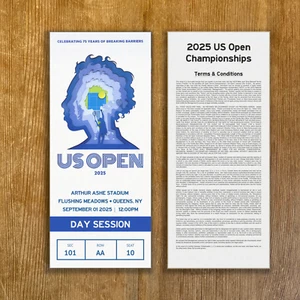 Boleto personalizado conmemorativo del torneo de tenis US OPEN 2025 cualquier día cualquier asiento - Imagen 1 de 3