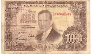 1953 Spain El Banco De Espana 100 Cien Pesetas #2V6866545 - Picture 1 of 2