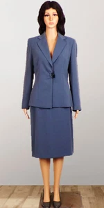 KASPER size 6 blue-gray 2-piece suit jacket/skirt polyester/cupro dry clean only - Picture 1 of 14