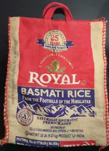 Royal Basmati Rice Tote Bag Burlap With Handles Zippered Size 15x18 Recycled - Picture 1 of 7