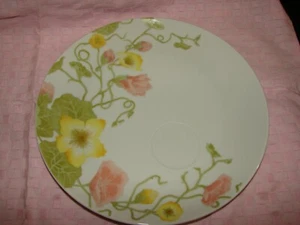 Fitz & Floyd MCMLXXVII Floral Yellow Pink Large Breakfast 9.5" Plates Set of 8 - Picture 1 of 6