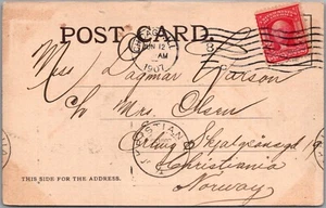 UNITED STATES 1907 POSTAL PICT PARK COLOR POSTCARD ADDR NORWAY CANC CHICAGO - Picture 1 of 2
