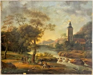 Antique Painting, Oil in Canvas, European, Severn, Signed, Dated 1878, 19th C.! - Picture 1 of 12