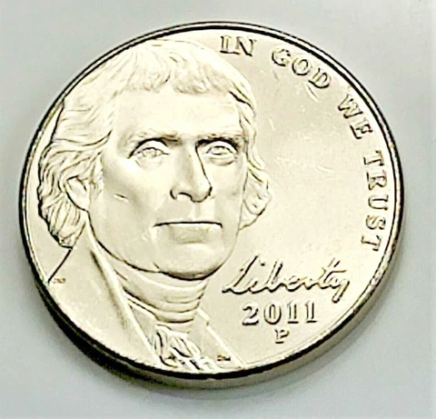 2011 P Jefferson Nickel -  BU Coin Pulled From OBW Roll Cover