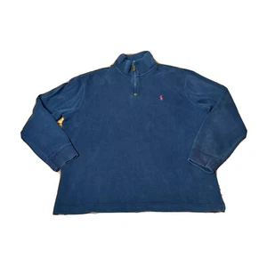 Polo Ralph Lauren 1/4 Zip Navy Mens XL Pullover Sweater Red Pony Long Sleeve - Picture 1 of 9